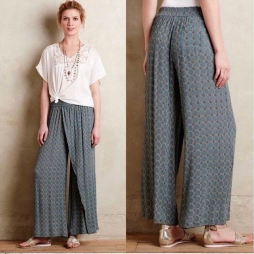 Anthropologie Women's Mermaid Tag Gauzy Elastic Waist‎ Pull On Pants Wide Leg XS